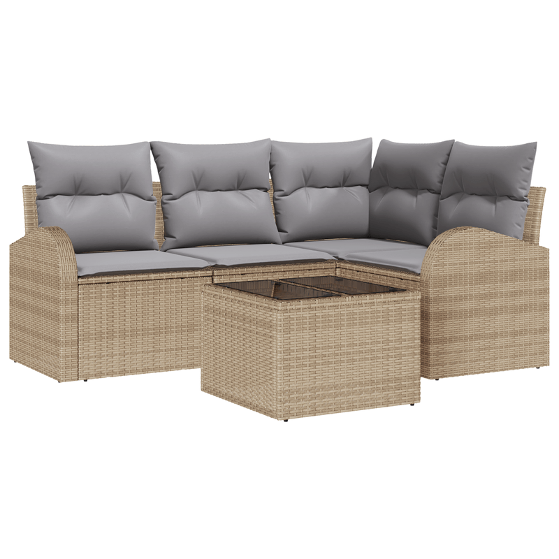 Casa si Gradina - Gradina si terasa - Mobilier exterior - Canapele si fotolii gradina - Set de canapele de gradina  5 Piese cu perne Ratan Negru Poliratan - Infinity.ro