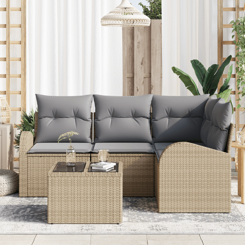 Casa si Gradina - Gradina si terasa - Mobilier exterior - Canapele si fotolii gradina - Set de canapele de gradina  5 Piese cu perne Ratan Negru Poliratan - Infinity.ro