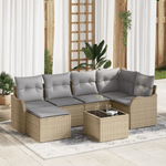 Casa si Gradina - Gradina si terasa - Mobilier exterior - Canapele si fotolii gradina - Set de Canapea de Gradina  7 Piese cu Perne Ratan Poli Negru - Infinity.ro