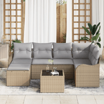 Casa si Gradina - Gradina si terasa - Mobilier exterior - Canapele si fotolii gradina - Set de Canapea de Gradina  7 Piese cu Perne Ratan Poli Negru - Infinity.ro