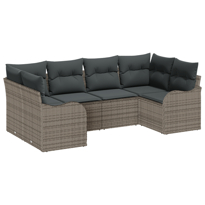 Casa si Gradina - Gradina si terasa - Mobilier exterior - Canapele si fotolii gradina - Set de canapea de gradina  6 piese cu perne Gri Poliratan - Infinity.ro
