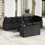 Casa si Gradina - Gradina si terasa - Mobilier exterior - Canapele si fotolii gradina - Set de dining pentru gradina de 9 piese cu perne Bej Poli Ratan - Infinity.ro