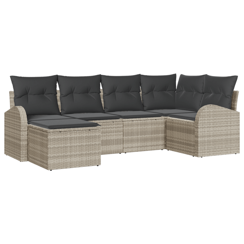 Casa si Gradina - Gradina si terasa - Mobilier exterior - Canapele si fotolii gradina - Set canapea gradina  6 piese cu perne gri deschis din ratan poli - Infinity.ro
