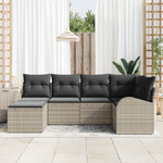 Casa si Gradina - Gradina si terasa - Mobilier exterior - Canapele si fotolii gradina - Set canapea gradina  6 piese cu perne gri deschis din ratan poli - Infinity.ro