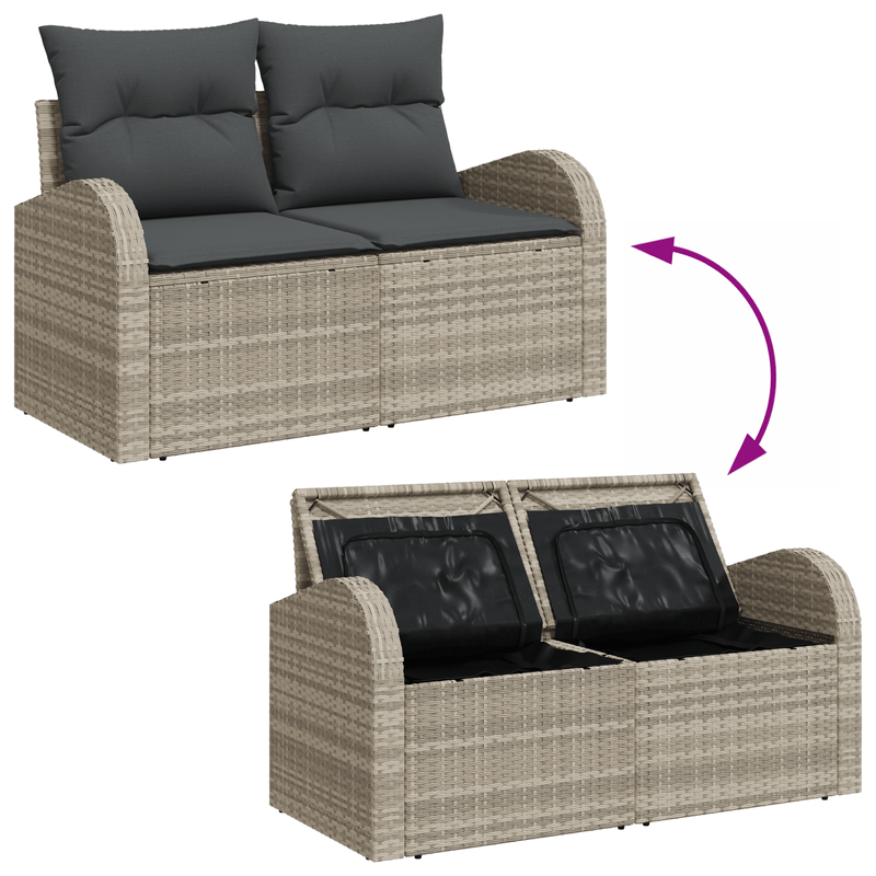 Casa si Gradina - Gradina si terasa - Mobilier exterior - Canapele si fotolii gradina - Set canapea gradina  6 piese cu perne gri deschis din ratan poli - Infinity.ro