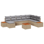 Casa si Gradina - Gradina si terasa - Mobilier exterior - Canapele si fotolii gradina - Set Canapea Gradina  cu 9 Piese cu Perne Bej Ratan Polietilenic Acacia - Infinity.ro