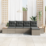 Casa si Gradina - Gradina si terasa - Mobilier exterior - Canapele si fotolii gradina - Set de canapea de gradina  cu 5 piese si perne gri din ratan poli, acacia - Infinity.ro