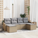 Casa si Gradina - Gradina si terasa - Mobilier exterior - Canapele si fotolii gradina - Set de masa de gradina cu 6 piese si perne bej din ratan poli - Infinity.ro