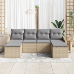 Casa si Gradina - Gradina si terasa - Mobilier exterior - Canapele si fotolii gradina - Set de masa de gradina cu 6 piese si perne bej din ratan poli - Infinity.ro