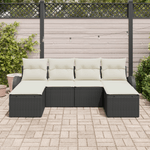 Casa si Gradina - Gradina si terasa - Mobilier exterior - Canapele si fotolii gradina - Set canapea de gradina  cu 6 piese si perne negre din poliratan - Infinity.ro