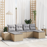 Casa si Gradina - Gradina si terasa - Mobilier exterior - Canapele si fotolii gradina - Set de canapea de gradina cu 6 piese si perne Bej din Ratan Polimeric - Infinity.ro