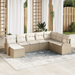 Casa si Gradina - Gradina si terasa - Mobilier exterior - Canapele si fotolii gradina - Set de Canapea pentru Gradina  cu 8 Piese cu Perne Bej din Poliratan - Infinity.ro