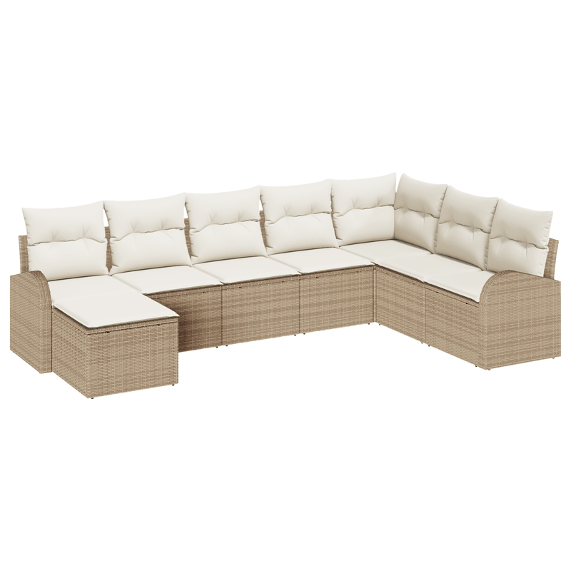 Casa si Gradina - Gradina si terasa - Mobilier exterior - Canapele si fotolii gradina - Set de Canapea pentru Gradina  cu 8 Piese cu Perne Bej din Poliratan - Infinity.ro