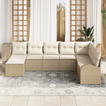 Casa si Gradina - Gradina si terasa - Mobilier exterior - Canapele si fotolii gradina - Set de Canapea pentru Gradina  cu 8 Piese cu Perne Bej din Poliratan - Infinity.ro