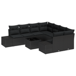 Casa si Gradina - Gradina si terasa - Mobilier exterior - Canapele si fotolii gradina - Set de canapea de gradina 9 piese cu perne Negru Poliratan - Infinity.ro