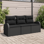 Casa si Gradina - Gradina si terasa - Mobilier exterior - Canapele si fotolii gradina - Set de canapea de gradina  3 piese cu perne Negru Ratan poli - Infinity.ro