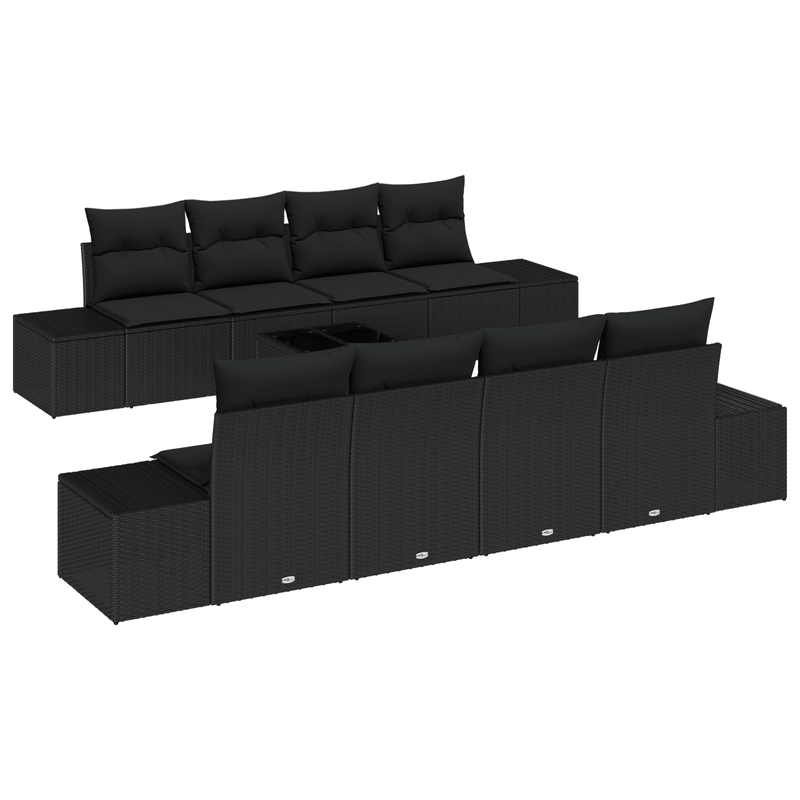 Casa si Gradina - Gradina si terasa - Mobilier exterior - Canapele si fotolii gradina - Set 7 Piese Canapea Gradina cu Perne Negru Poli Ratan - Infinity.ro