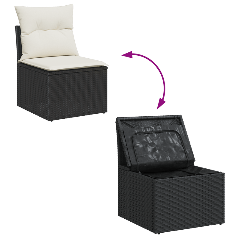 Casa si Gradina - Gradina si terasa - Mobilier exterior - Canapele si fotolii gradina - Set Canapea Gradina 8 Piese cu Perne Negru Rattan Poliratan - Infinity.ro