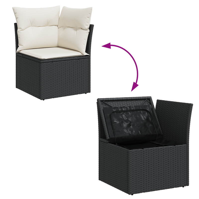 Casa si Gradina - Gradina si terasa - Mobilier exterior - Canapele si fotolii gradina - Set Canapea Gradina 8 Piese cu Perne Negru Rattan Poliratan - Infinity.ro