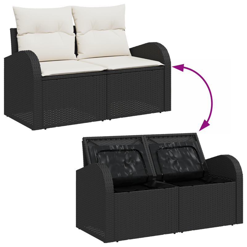 Casa si Gradina - Gradina si terasa - Mobilier exterior - Canapele si fotolii gradina - Set Canapea Gradina 8 Piese cu Perne Negru Rattan Poliratan - Infinity.ro