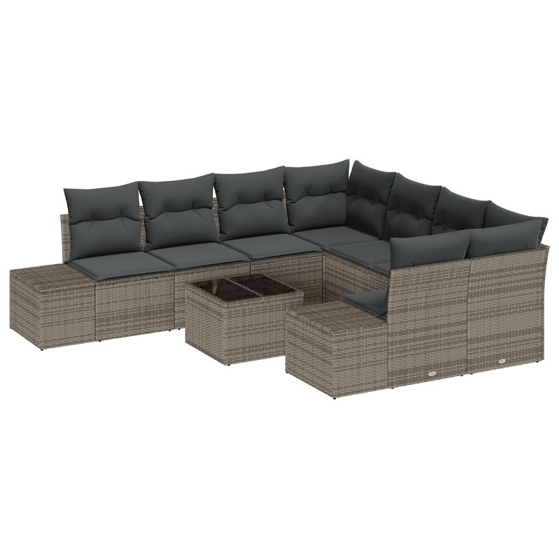 Casa si Gradina - Gradina si terasa - Mobilier exterior - Canapele si fotolii gradina - Set de Canapele Gradina cu Perne 9 Piese Gri Ratan Polimer - Infinity.ro
