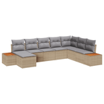 Casa si Gradina - Gradina si terasa - Mobilier exterior - Canapele si fotolii gradina - Set de canapea de gradina  cu 8 piese si perne, bej, ratan polirat, acacia - Infinity.ro