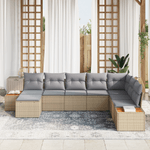 Casa si Gradina - Gradina si terasa - Mobilier exterior - Canapele si fotolii gradina - Set de canapea de gradina  cu 8 piese si perne, bej, ratan polirat, acacia - Infinity.ro