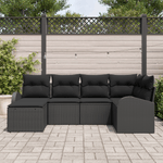 Casa si Gradina - Gradina si terasa - Mobilier exterior - Canapele si fotolii gradina - Set de canapea de gradina  6 piese cu perne Negru Poliratan - Infinity.ro