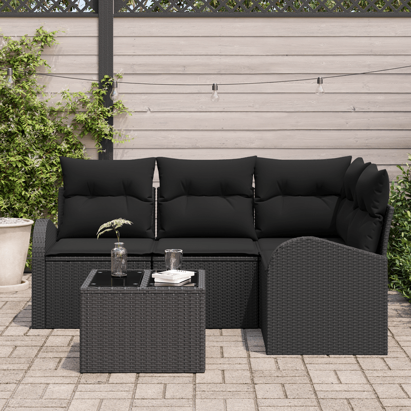 Casa si Gradina - Gradina si terasa - Mobilier exterior - Canapele si fotolii gradina - Set de canapea de gradina  cu 5 piese si perne Ratan poli bej - Infinity.ro
