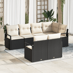 Casa si Gradina - Gradina si terasa - Mobilier exterior - Canapele si fotolii gradina - Set de canapea de gradina  cu 7 piese cu perne Negru Ratan Poli - Infinity.ro