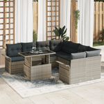 Casa si Gradina - Gradina si terasa - Mobilier exterior - Canapele si fotolii gradina - Set de Canapea pentru Gradina cu 9 Piese cu Perne Gri Deschis din Ratan Poli - Infinity.ro