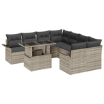 Casa si Gradina - Gradina si terasa - Mobilier exterior - Canapele si fotolii gradina - Set de Canapea pentru Gradina cu 9 Piese cu Perne Gri Deschis din Ratan Poli - Infinity.ro