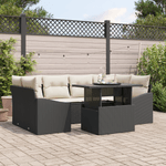 Casa si Gradina - Gradina si terasa - Mobilier exterior - Canapele si fotolii gradina - Set de canapele pentru gradina format din 7 piese cu perne Ratan poliester negru - Infinity.ro