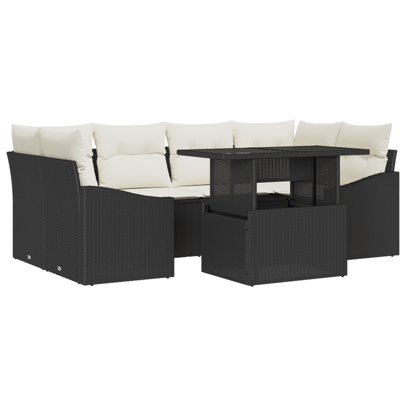 Casa si Gradina - Gradina si terasa - Mobilier exterior - Canapele si fotolii gradina - Set de canapele pentru gradina format din 7 piese cu perne Ratan poliester negru - Infinity.ro