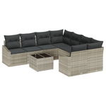 Casa si Gradina - Gradina si terasa - Mobilier exterior - Canapele si fotolii gradina - Set dining gradina cu pernite gri deschis din poliratan - Infinity.ro