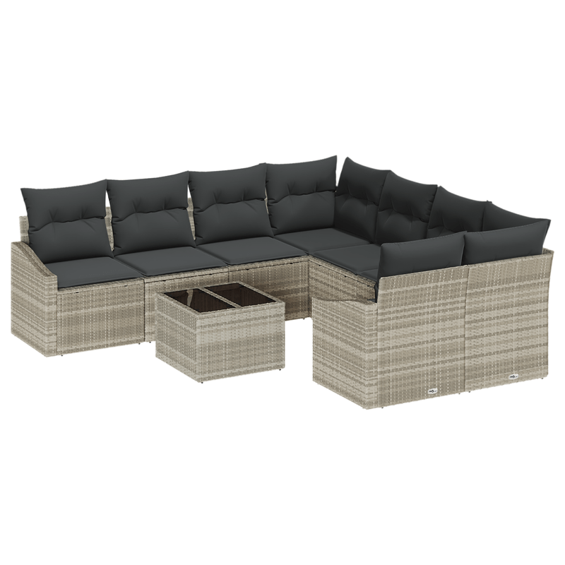 Casa si Gradina - Gradina si terasa - Mobilier exterior - Canapele si fotolii gradina - Set dining gradina cu pernite gri deschis din poliratan - Infinity.ro