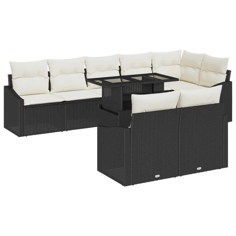 Casa si Gradina - Gradina si terasa - Mobilier exterior - Canapele si fotolii gradina - Set de canapea de gradina 9 piese cu perne Ratan negru - Infinity.ro