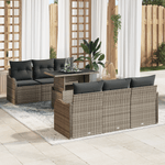 Casa si Gradina - Gradina si terasa - Mobilier exterior - Canapele si fotolii gradina - Set Canapea Gradina cu 7 Piese si Perne Gri Poliratan - Infinity.ro