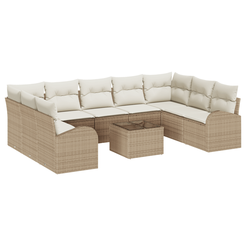 Casa si Gradina - Gradina si terasa - Mobilier exterior - Canapele si fotolii gradina - Set de canapea de gradina  cu 10 piese si perne din ratan poliester caprui - Infinity.ro