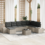 Casa si Gradina - Gradina si terasa - Mobilier exterior - Seturi mobila gradina - Set Canapea cu 9 Piese cu Pernute Gri Poliratan - Infinity.ro