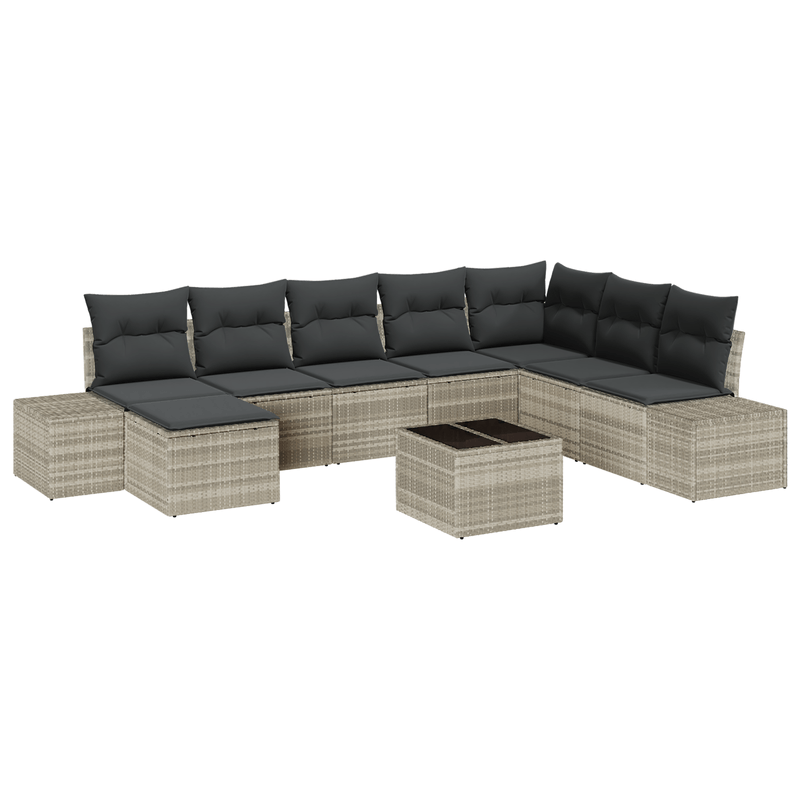 Casa si Gradina - Gradina si terasa - Mobilier exterior - Seturi mobila gradina - Set Canapea cu 9 Piese cu Pernute Gri Poliratan - Infinity.ro