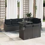 Casa si Gradina - Gradina si terasa - Mobilier exterior - Canapele si fotolii gradina - Set de Canapea pentru Gradina 9 Piese cu Perne Poliratan Negru - Infinity.ro
