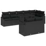 Casa si Gradina - Gradina si terasa - Mobilier exterior - Canapele si fotolii gradina - Set de Canapea pentru Gradina 9 Piese cu Perne Poliratan Negru - Infinity.ro