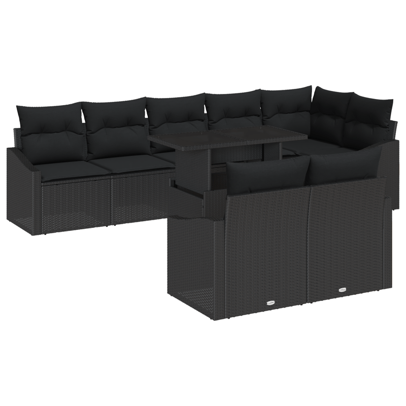 Casa si Gradina - Gradina si terasa - Mobilier exterior - Canapele si fotolii gradina - Set de Canapea pentru Gradina 9 Piese cu Perne Poliratan Negru - Infinity.ro