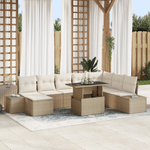 Casa si Gradina - Gradina si terasa - Mobilier exterior - Canapele si fotolii gradina - Set de canapea pentru gradina , 9 piese, cu perne, Bej, poliratan - Infinity.ro