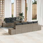 Casa si Gradina - Gradina si terasa - Mobilier exterior - Canapele si fotolii gradina - Set de canapea de gradina 8 piese cu perne gri din ratan sintetic - Infinity.ro