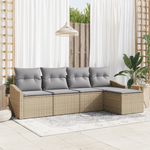 Casa si Gradina - Gradina si terasa - Mobilier exterior - Canapele si fotolii gradina - Set de dining pentru gradina cu 5 piese si perne Bej din ratan poliester - Infinity.ro