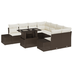 Casa si Gradina - Gradina si terasa - Mobilier exterior - Canapele si fotolii gradina - Set de canapea de gradina 9 piese cu perne maro din poliratan - Infinity.ro
