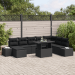 Casa si Gradina - Gradina si terasa - Mobilier exterior - Canapele si fotolii gradina - Set de canapele de gradina 9 piese cu perne Negru din ratan polimer - Infinity.ro