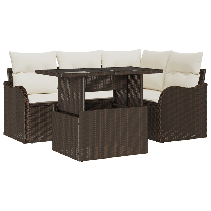 Casa si Gradina - Gradina si terasa - Mobilier exterior - Canapele si fotolii gradina - Set canapea pentru gradina  cu perne maro din poliratan - Infinity.ro